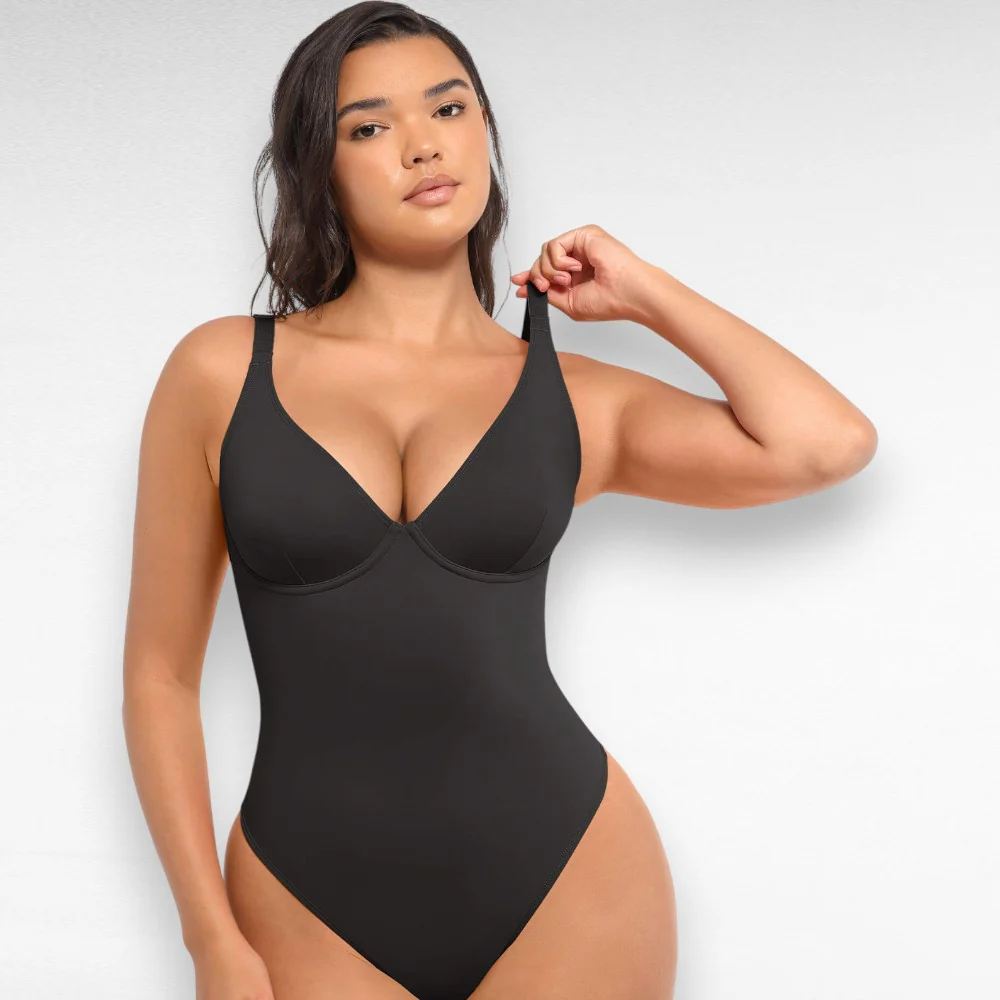 V-Neck Thong Bodysuit - Image 3