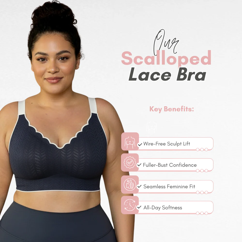 Wireless Scalloped Embossed Lace Bra - Image 2