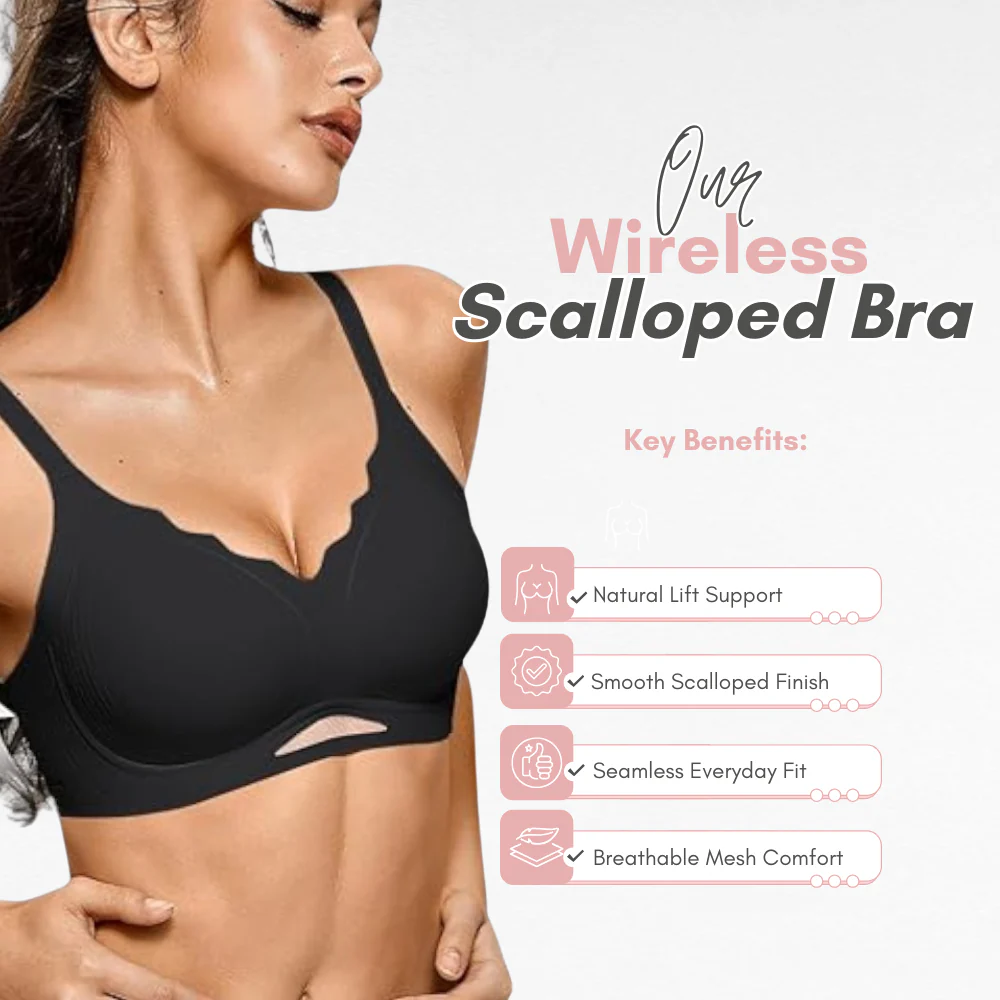 Wireless Scalloped Mesh Bra - Image 2